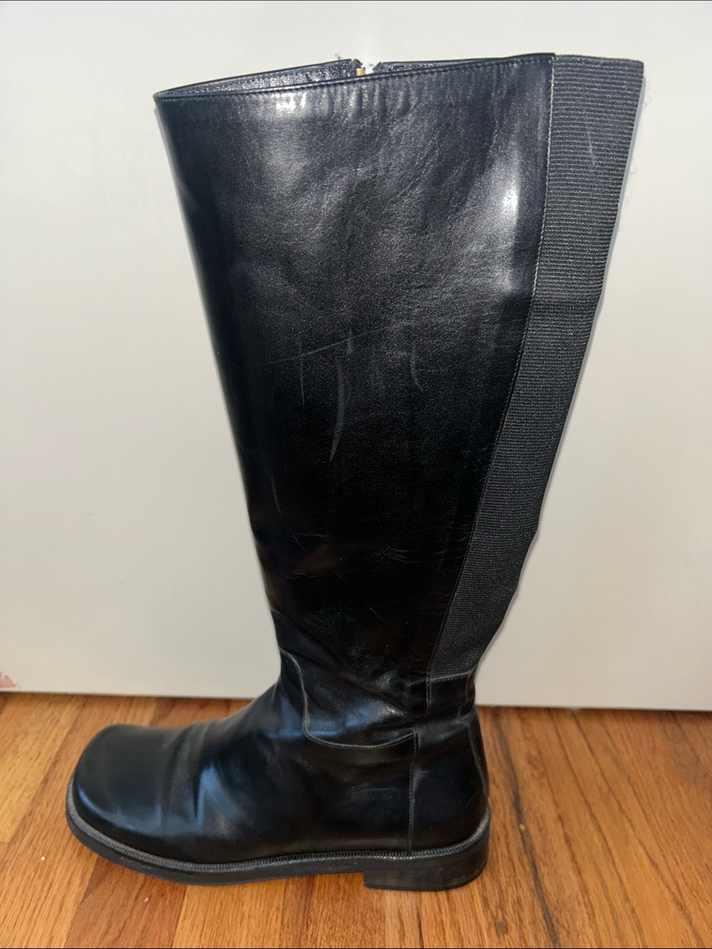 Donald J. Pliner Womens Black Leather Tall Zip Riding Boots size 8
